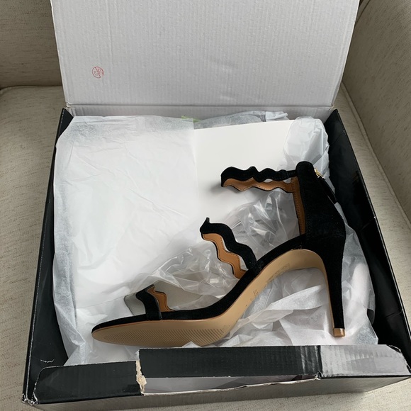 BRAND NEW Black suede strappy JCrew heels. - Picture 3 of 4